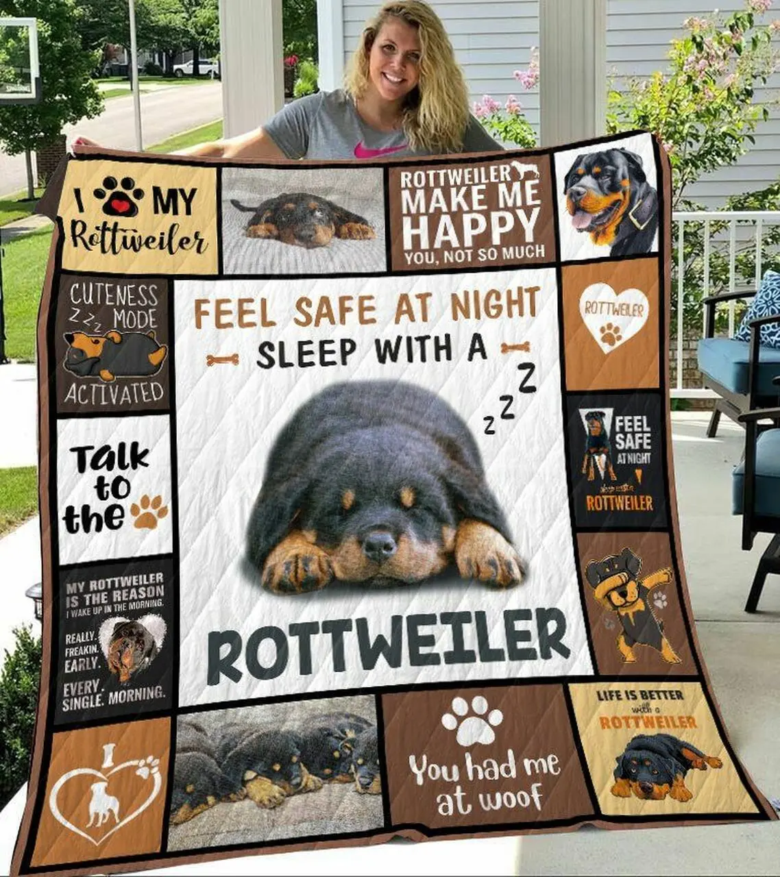 Rottweile Quilt Blanket Dhc03011041Dd and Home Decor