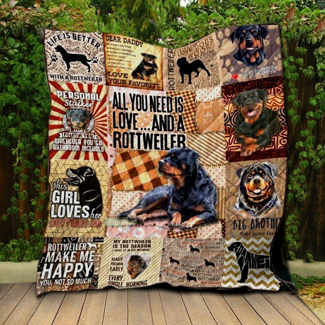 Rottweiler Dog HH NTTH011298 3D Customized Quilt and Home Decor