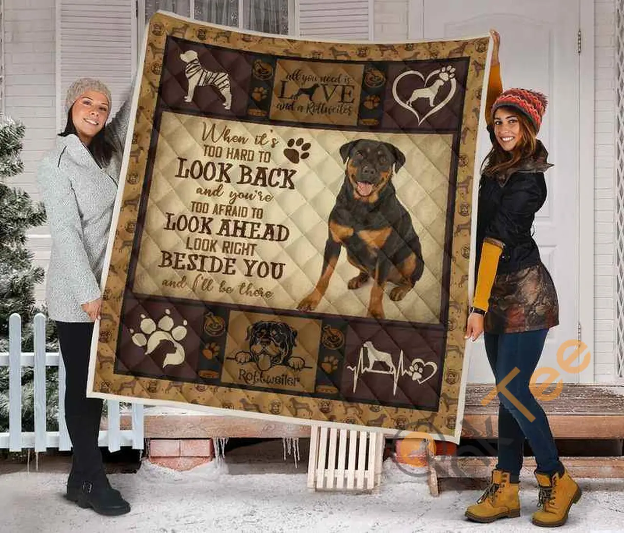 Rottweiler Dogs Beside You Blanket Quilt and Home Decor