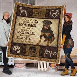 Rottweiler Dogs Beside You Blanket Quilt and Home Decor