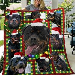Rottweiler Dogs Christmas Quilt Blanket A117 and Home Decor