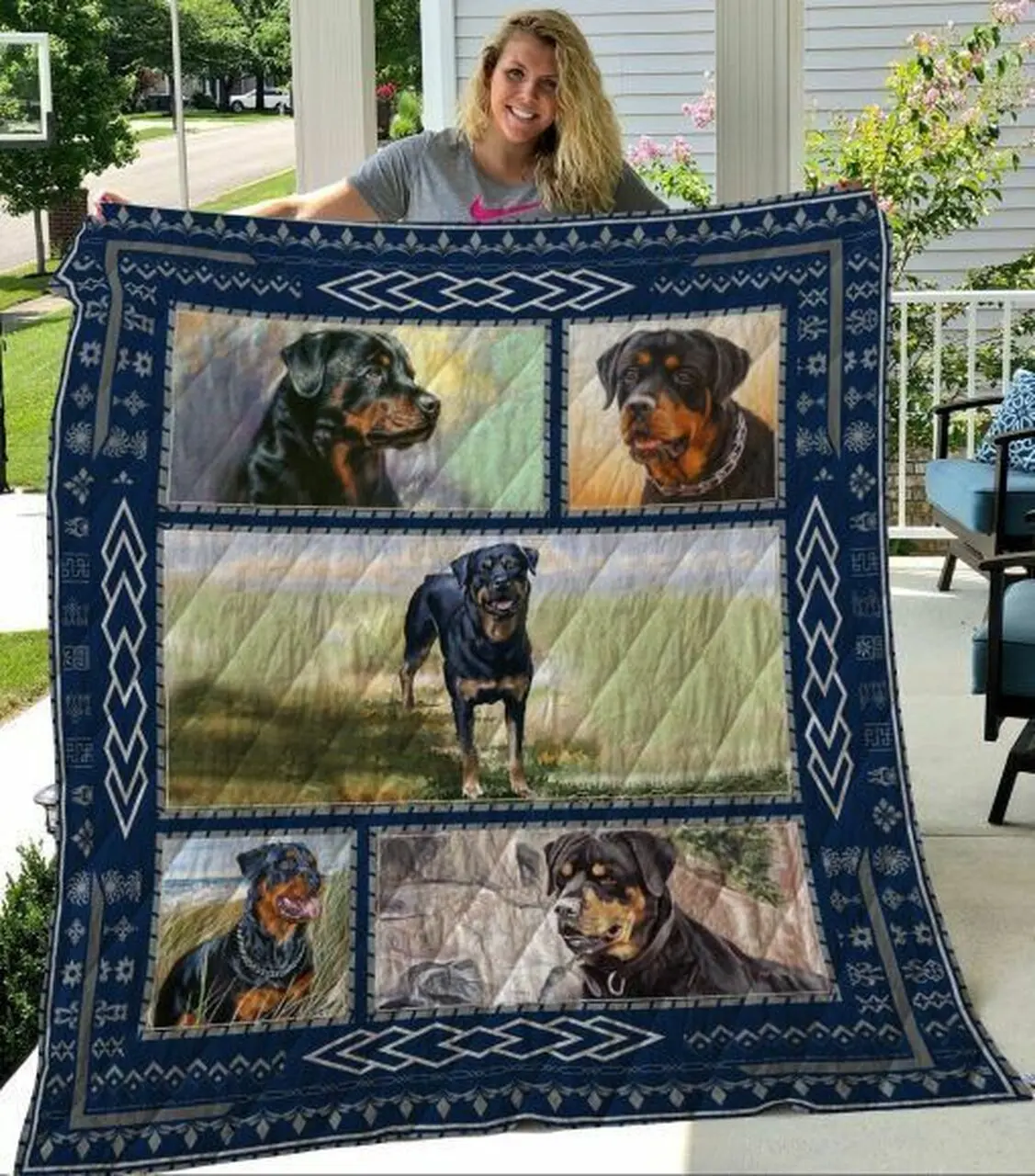 Rottweiler Quilt Tdhae and Home Decor