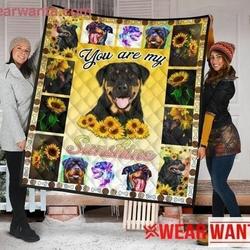 Rottweiler You Are My Sunshine Sunflower Quilt Tdhge and Home Decor