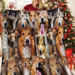 Rough Collie Dog JFJ12104 3D Customized Quilt 2707 and Home Decor