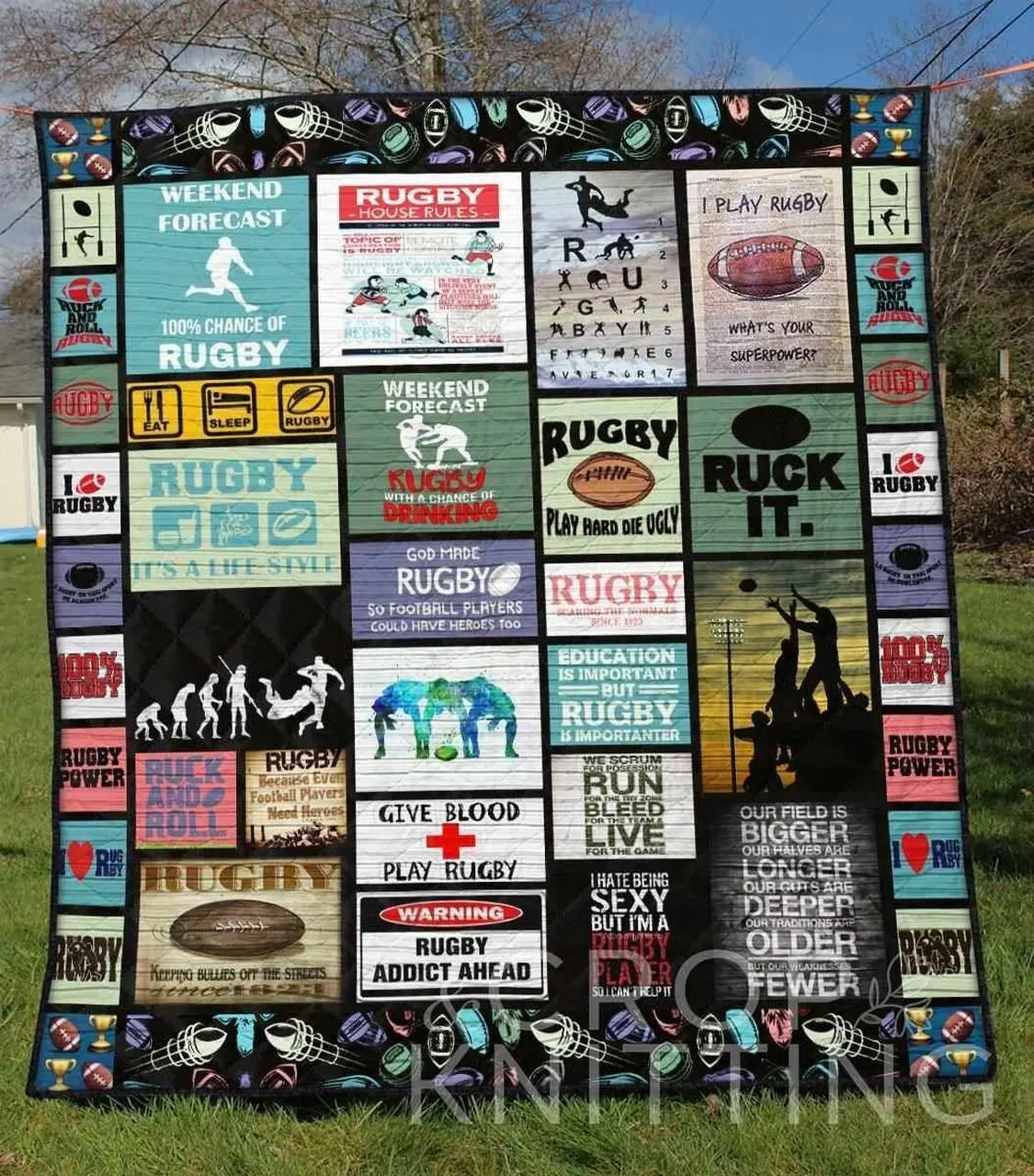 Rugby 2 Blanket Th1307 Quilt and Home Decor