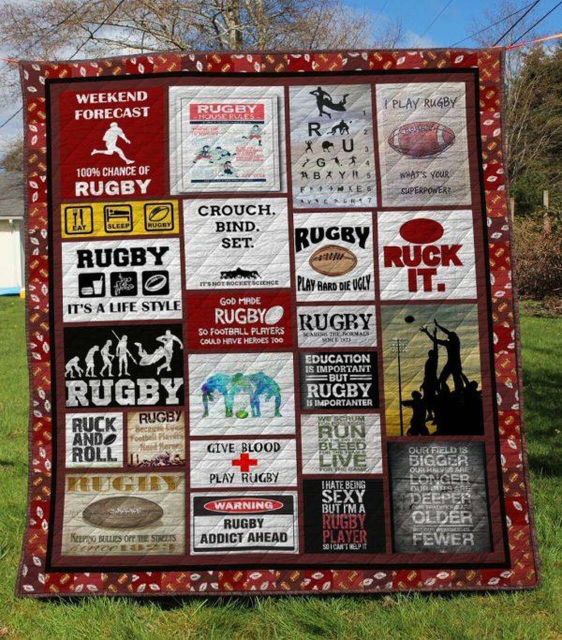 Rugby Quilt Blanket Ver 8 Quilt and Home Decor