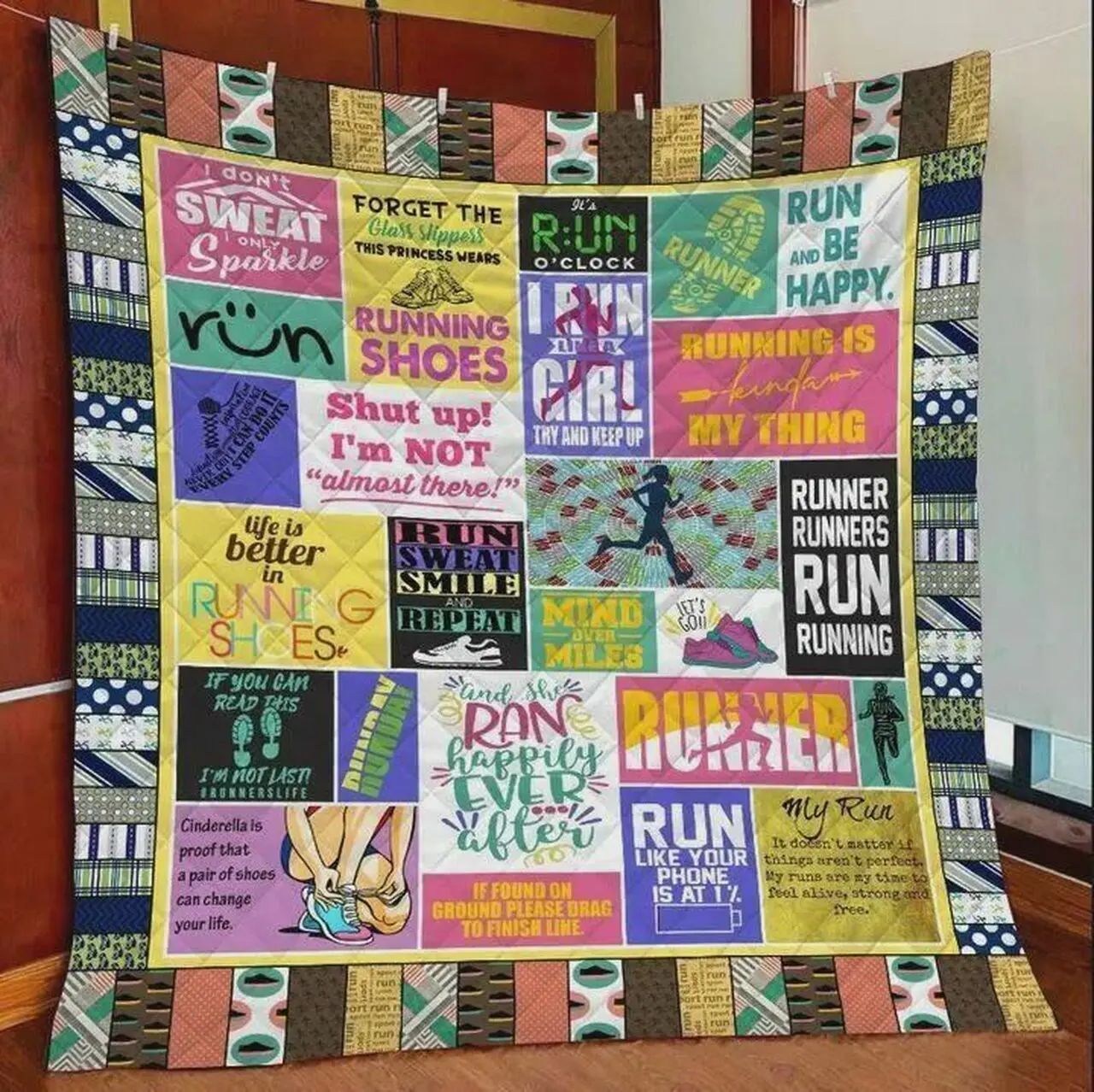 Running Life Is Better In Running Shoes Quilt Blanket Great Customized Blanket Gifts For Birthday Christmas Thanksgiving and Home Decor