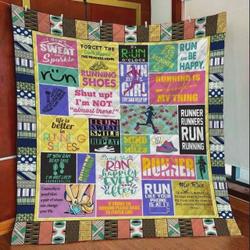 Running Life Is Better In Running Shoes Quilt Blanket Great Customized Blanket Gifts For Birthday Christmas Thanksgiving and Home Decor