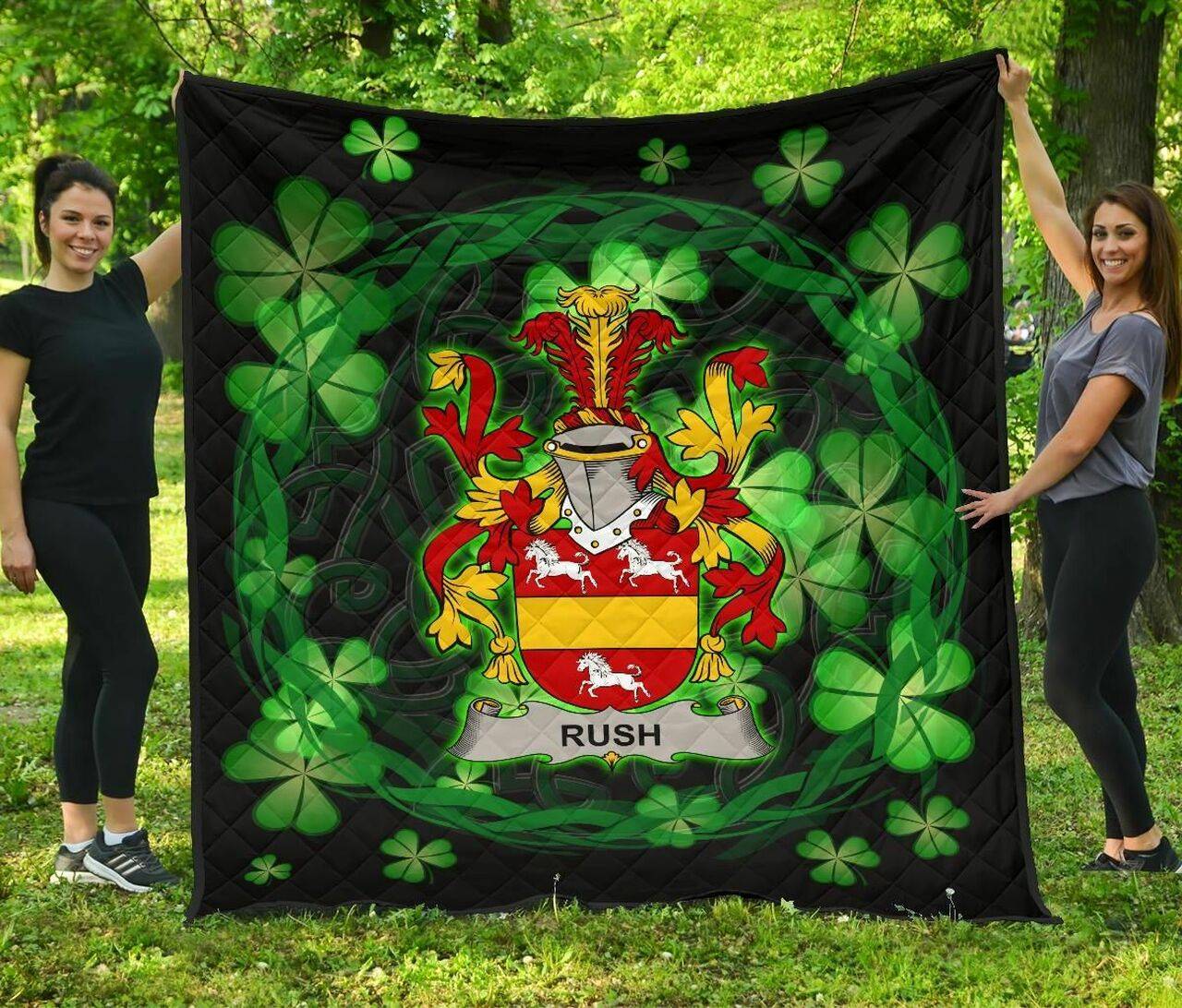 Rush Ireland Irish Celtic Shamrock Knot Circle JFJ12142 3D Customized Quilt 2707 and Home Decor