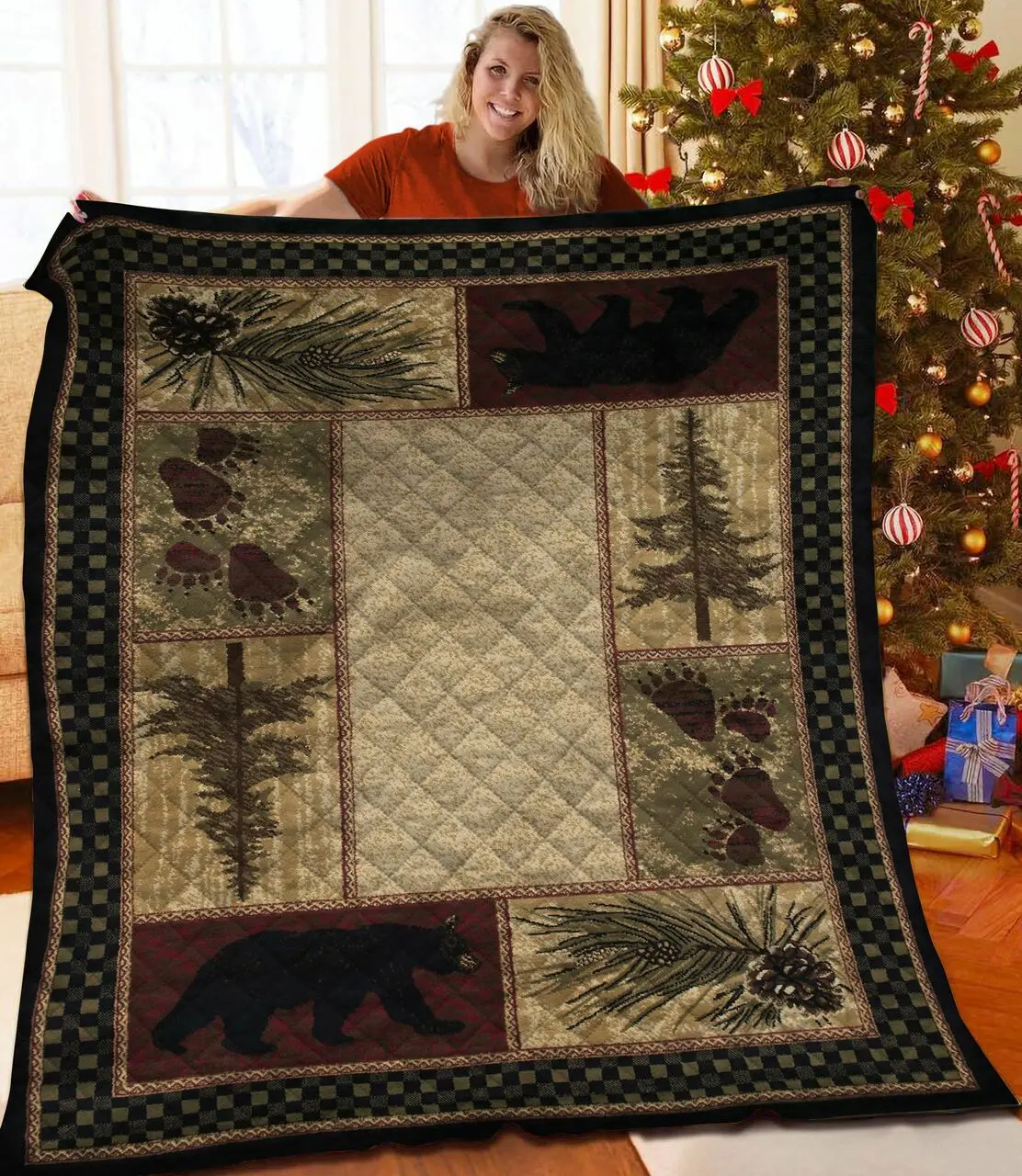 Rustic Bear JFJ12147 3D Customized Quilt 2707 and Home Decor