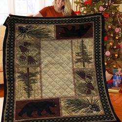 Rustic Bear JFJ12147 3D Customized Quilt 2707 and Home Decor