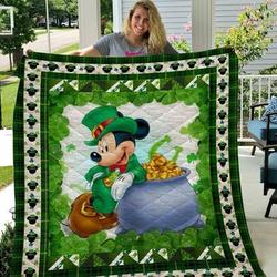 Saint Patrick Day Mickey Quilt Blanket  Quilt and Home Decor