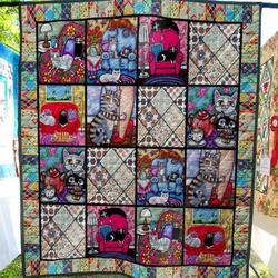 Salon Chair Cat Quilt Blanket  Quilt and Home Decor