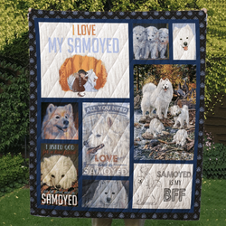 Samoyed Luv U To The Moon And Back Quilt Blanket Dhc020120557Td and Home Decor