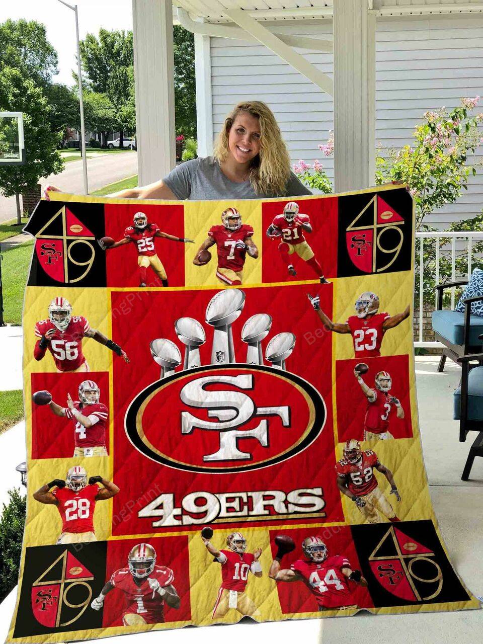 San Francisco 49Ers Football Players Quilt Blanket Great Customized Blanket Gifts For Birthday Christmas Thanksgiving and Home Decor