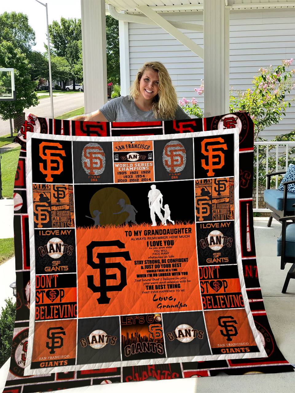 San Francisco Giants To My Granddaughter Love Grandpa Quilt and Home Decor