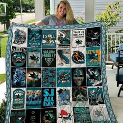 San Jose Sharks Quilt Blanket Fan Made and Home Decor