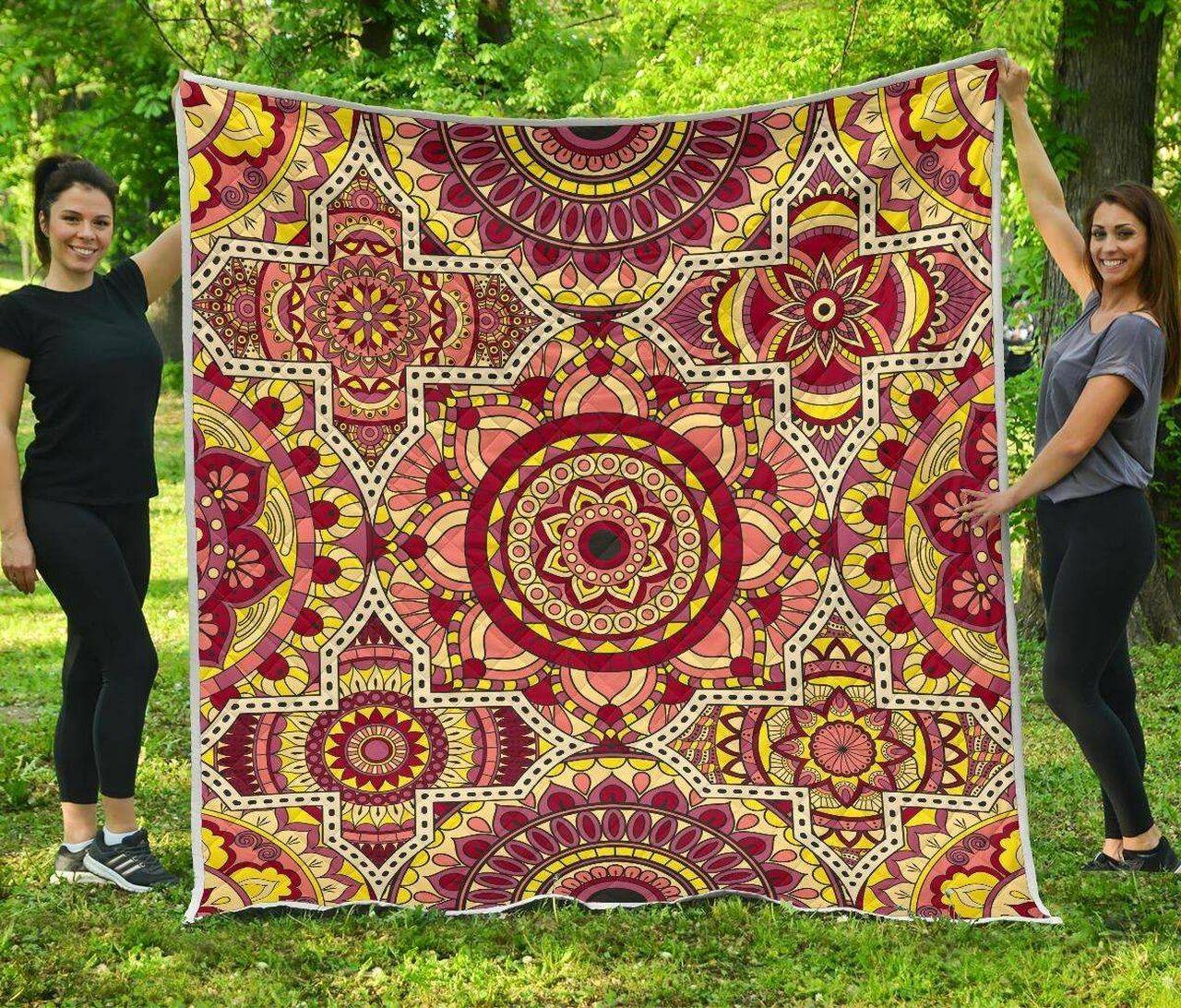 Sangria Mandala Bohemian Cl17100549Mdq Quilt Blanket and Home Decor