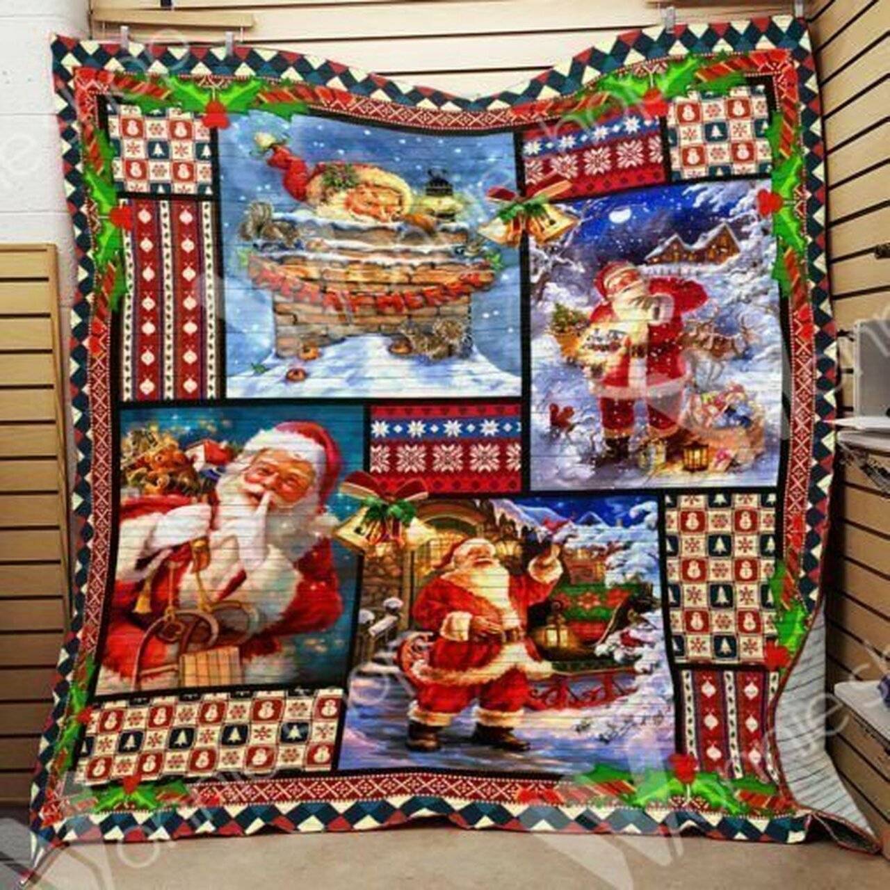 Santa Christmas Hur Quilt Cysisx and Home Decor