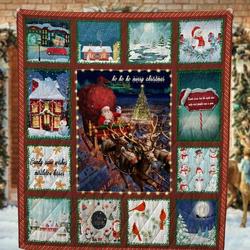 Santa Claus Merry Christmas Quilt/ Gift For Your Family Members and Home Decor
