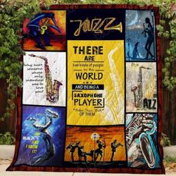 Saxophone Lover Blanket Kc1807 Quilt and Home Decor
