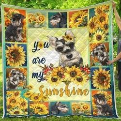 Schnauzer Dog Sunflower Quilt Tdhyr and Home Decor