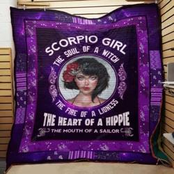 Scorpio Horoscope The Soul Of A Witch The Heart Of A Hippie Quilt Blanket Great Customized Blanket Gifts For Birthday Christmas Thanksgiving and Home Decor