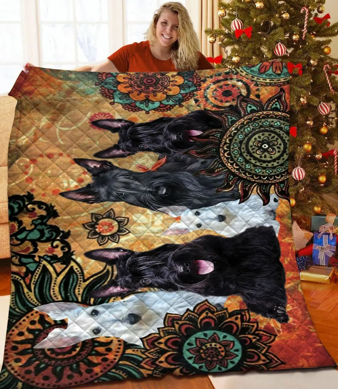 Scottish Terrier JFJ12329 3D Customized Quilt 2707 and Home Decor