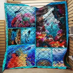 Scuba Diving Underwater Blanket Th0907 Quilt and Home Decor