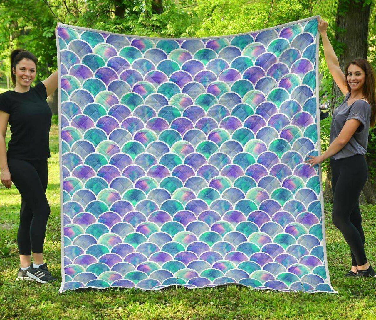 Sea Blue Mermaid Scales Cl17100550Mdq Quilt Blanket and Home Decor