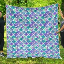 Sea Blue Mermaid Scales Cl17100550Mdq Quilt Blanket and Home Decor