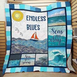 Sea Endless Blues Quilt Blanket Great Customized Blanket Gifts For Birthday Christmas Thanksgiving and Home Decor