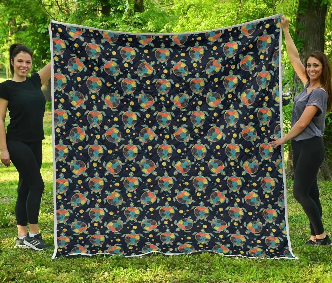 Sea Turtle Colorful With Bubble 3D Customized Quilt and Home Decor