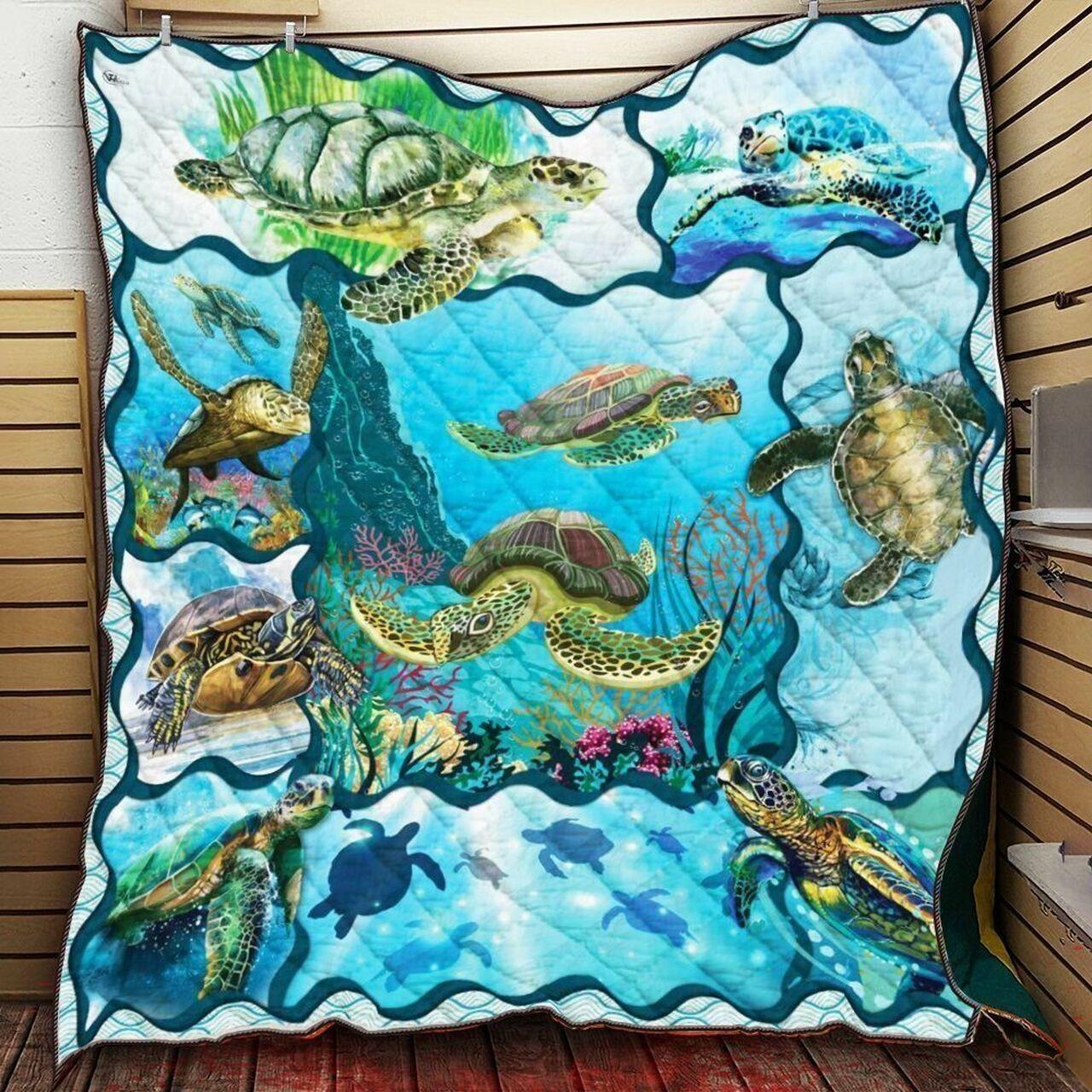 Sea Turtle Swimming Zla NTA020398 3D Customized Quilt and Home Decor