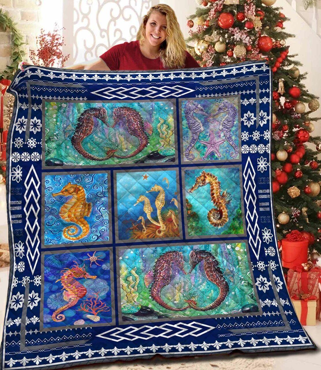 Seahorse JFJ12369 3D Customized Quilt 2707 and Home Decor