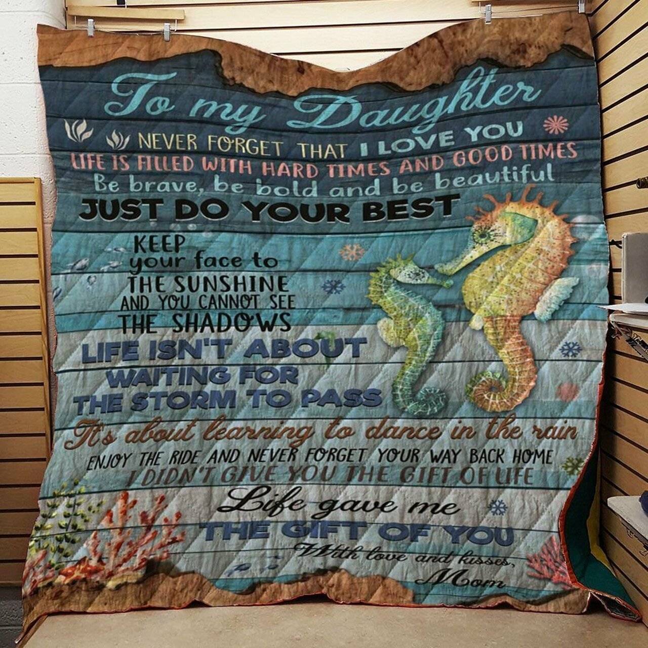 Seahorse To My Child Kisses Mom Quilt Tdhid and Home Decor