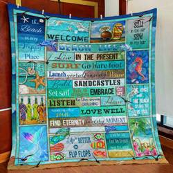 Seas The Day Beach Life Quilt Blanket and Home Decor