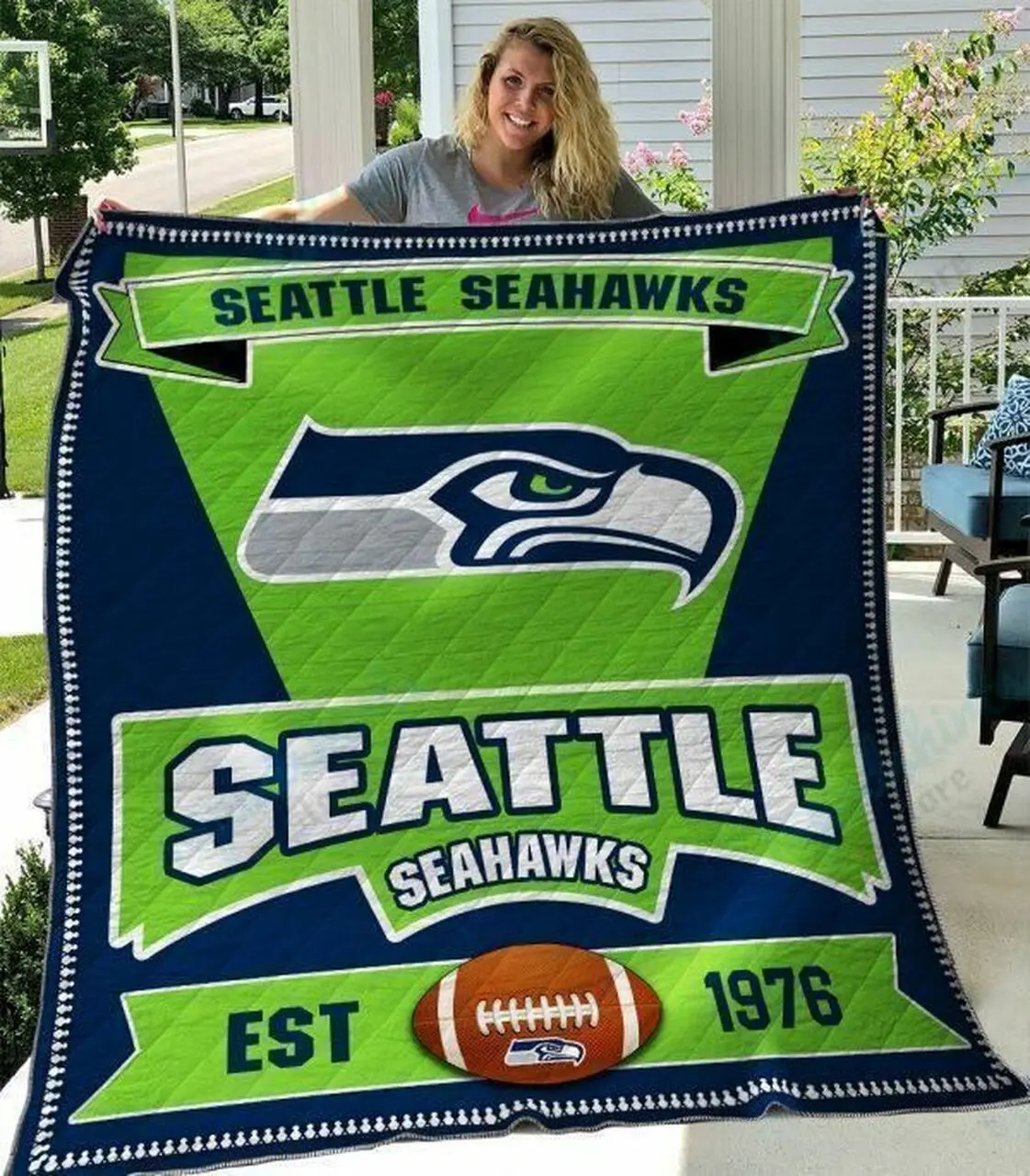 Seattle Seahawks Quilt Blanket 04 and Home Decor