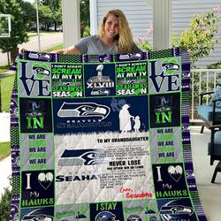 Seattle Seahawks - To My Granddaughter - Love Grandmom Quilt and Home Decor