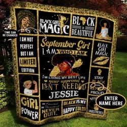September Girl Personalized Quilt Blanket Bbb030609Nb and Home Decor