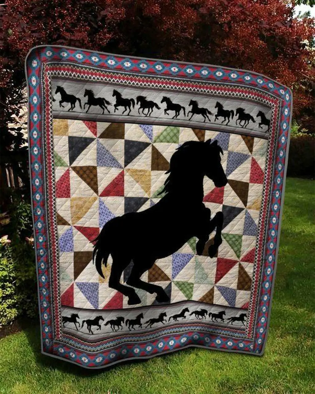 Shadow Horse Neigh Quilt Blanket Quilt and Home Decor