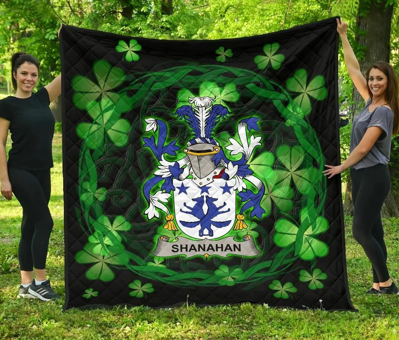 Shanahan Or OShanahan Ireland Irish Celtic Shamrock Knot Circle JFJ12432 3D Customized Quilt 2707 and Home Decor