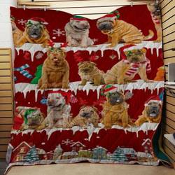 Shar Pei Snow Christmas Quilt Tdhla and Home Decor