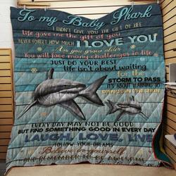 Shark To My Baby Shark Love Grandma Quilt Tdhoq and Home Decor
