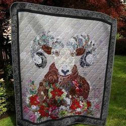 Sheep And Flower Sheep Quilt Blanket  Quilt and Home Decor
