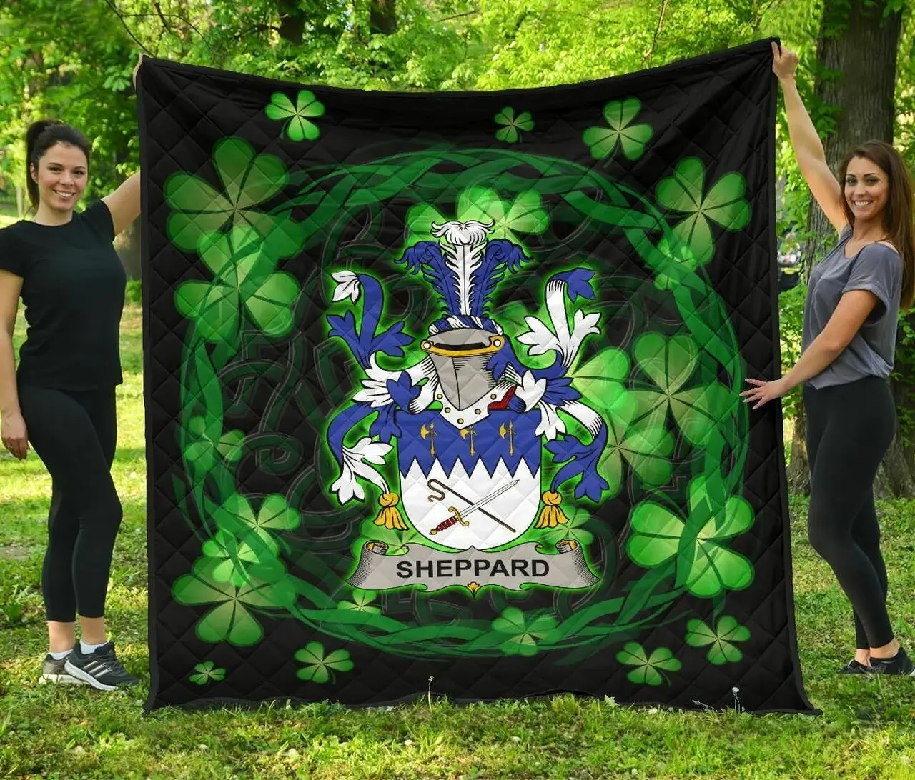 Sheppard Ireland Irish Celtic Shamrock Knot Circle JFJ12533 3D Customized Quilt 2707 and Home Decor