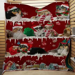Shetland Sheepdog Snow Christmas Quilt Tdhao and Home Decor