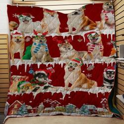 Shiba Inu Snow Christmas Quilt Tdhjr and Home Decor