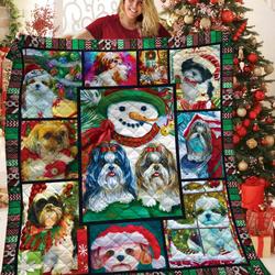 Shih Tzu Christmas Quilt Blanket Bbb271115Mh and Home Decor