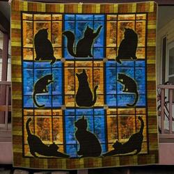 Silhouette Cat Quilt Blanket  Quilt and Home Decor